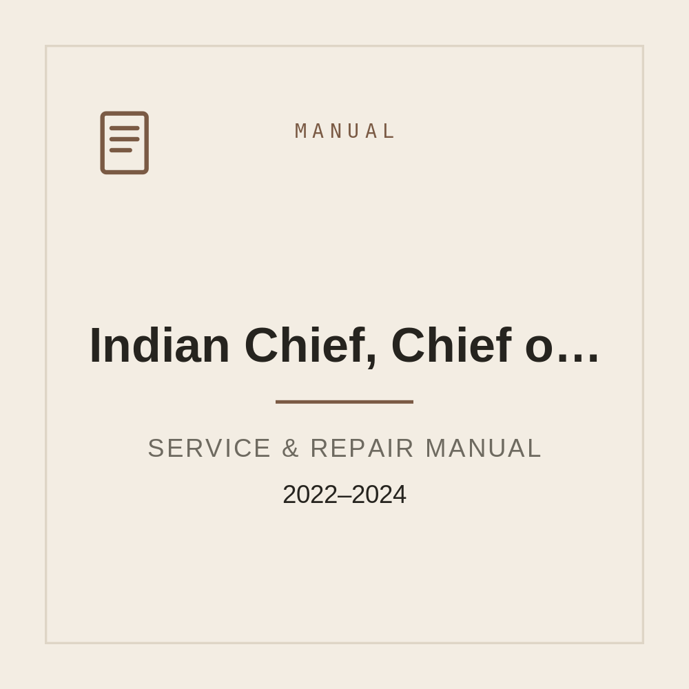 Repair Manual For Indian Chief, Chief obber, Super Chief 2022-2024 — repair manual cover