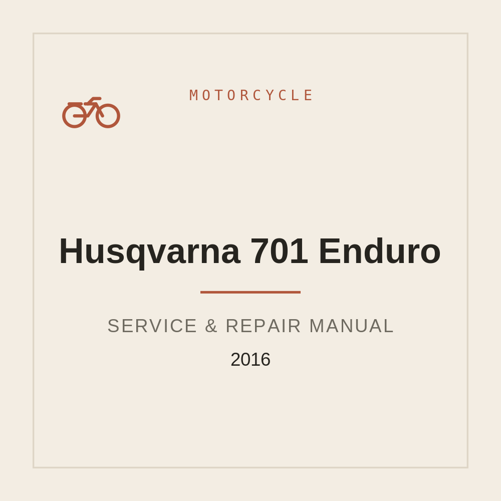 Repair manual Husqvarna 701 Enduro 2016 — repair manual cover