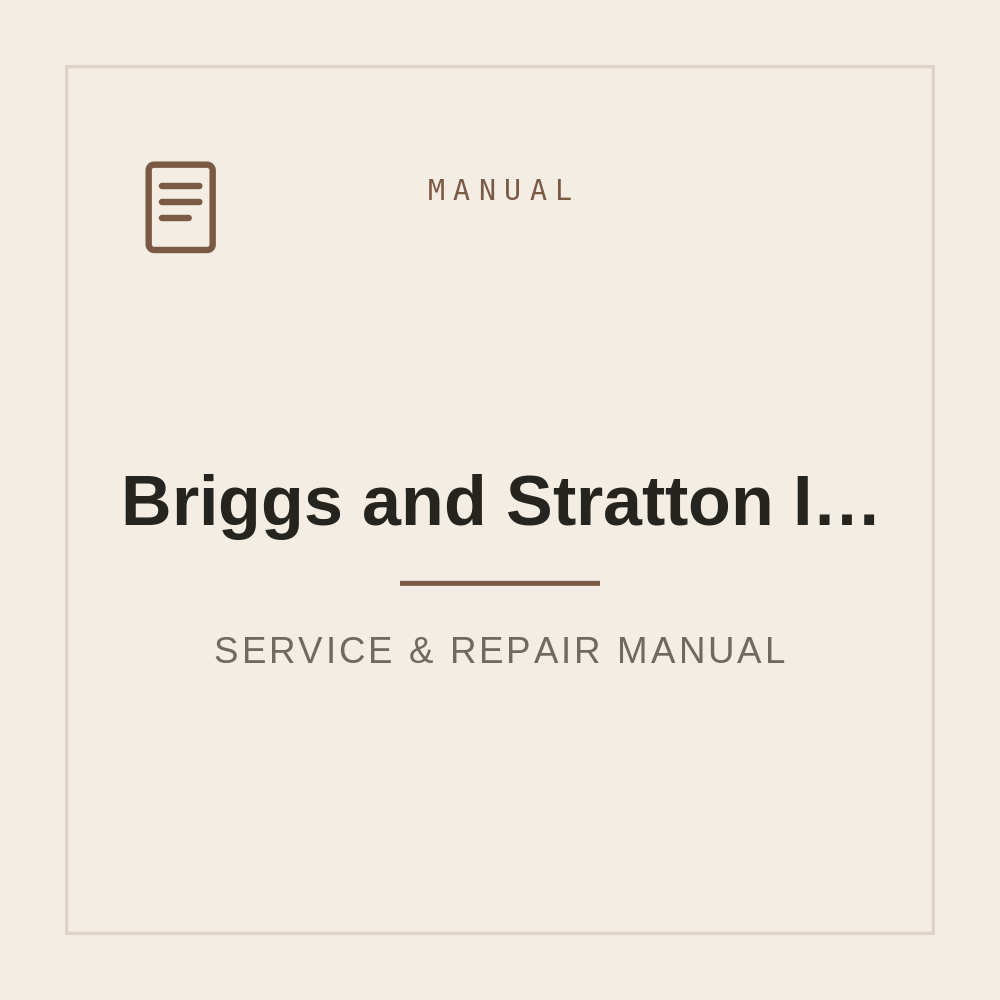 Repair Service Manual for Briggs and Stratton Intek V-Twin Cylinder OHV — repair manual cover