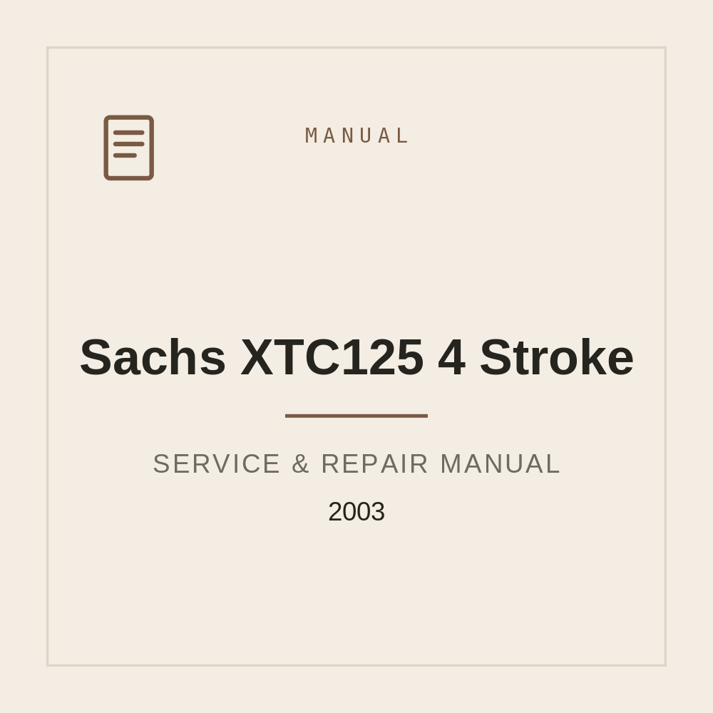 Sachs XTC125 4 Stroke - 2003 Service Workshop Manual — repair manual cover