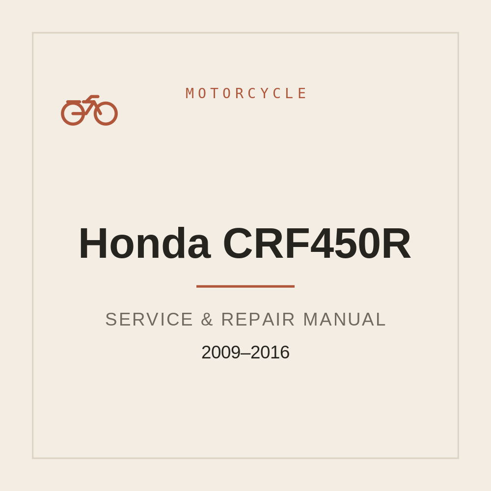 Service manual for Honda CRF450R 2009 2010 2011 2012 2013 2014 2015 2016 — repair manual cover
