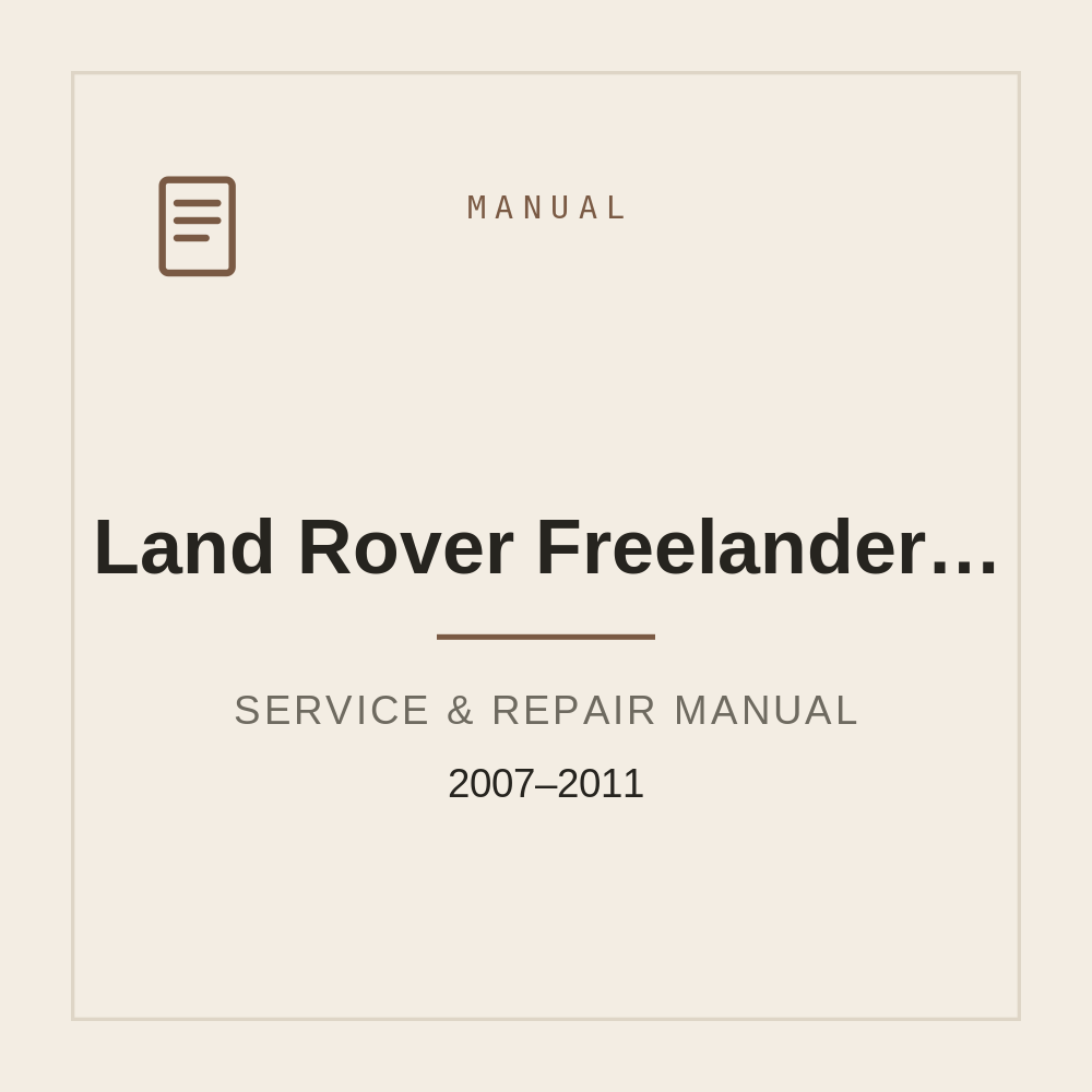 Service manual for Land Rover Freelander 2 | 2007-2011 — repair manual cover
