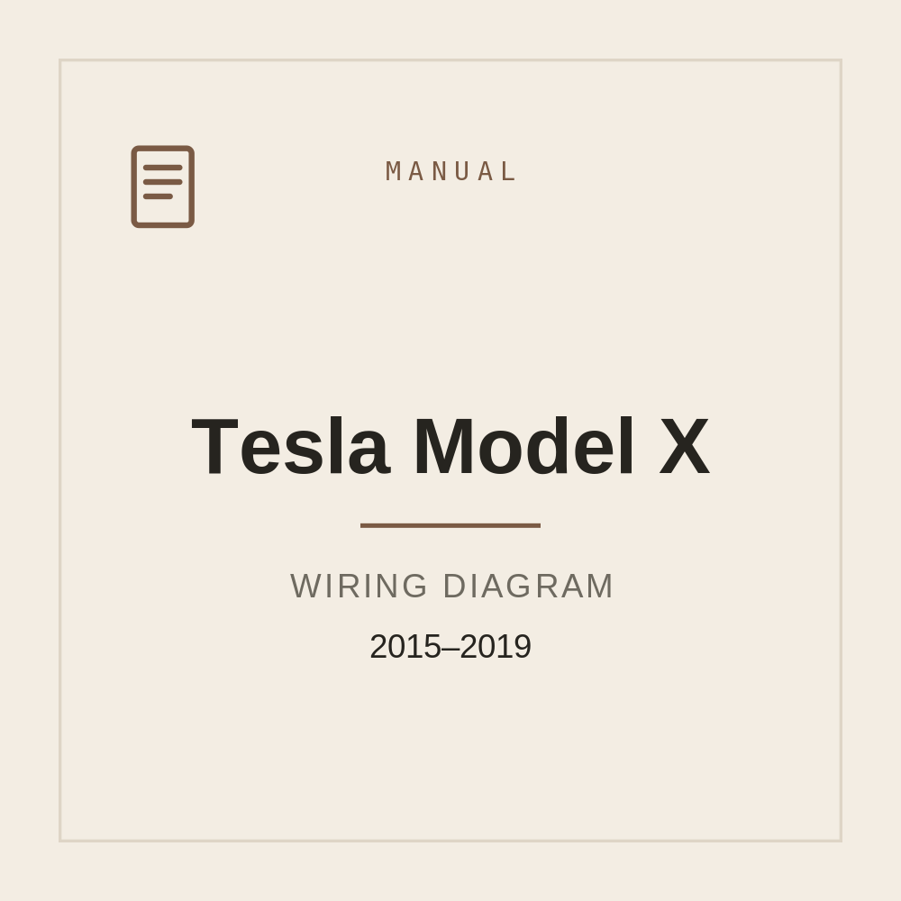 Service Manual for Tesla Model X Wiring Diagram 2015-2019 — repair manual cover