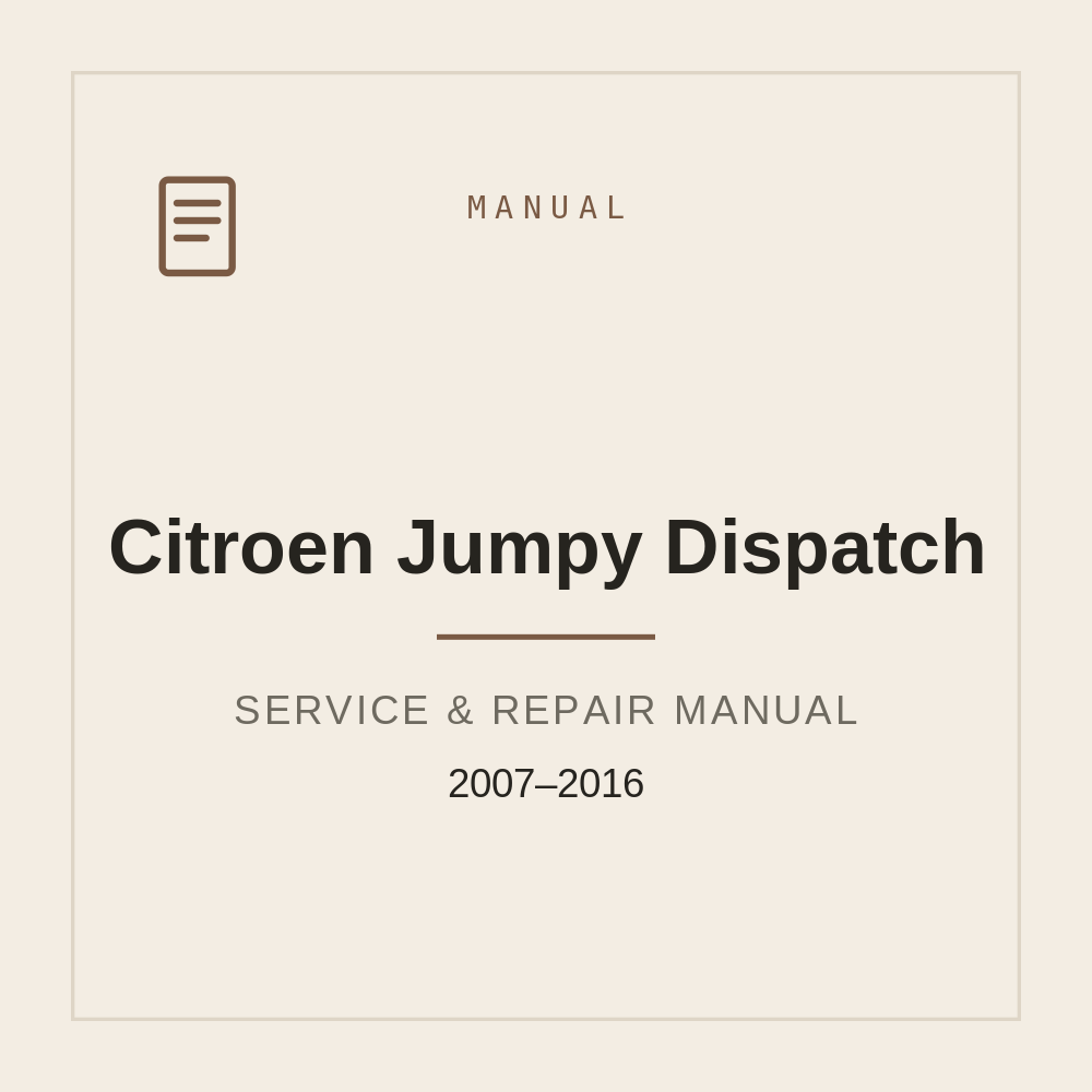 Service Repair manual Citroen Jumpy Dispatch 2007-2016 — repair manual cover