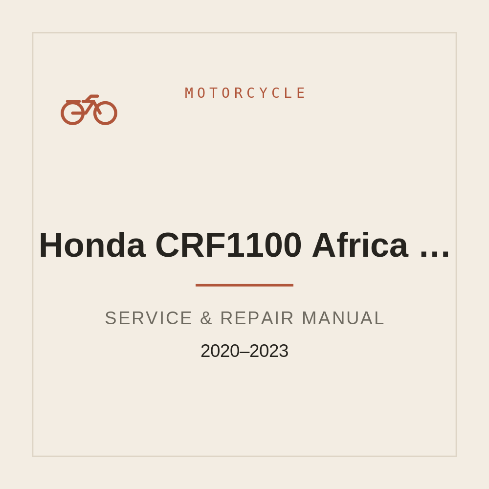 Service Repair manual For Honda CRF1100 Africa Twin (2020-2023) — repair manual cover