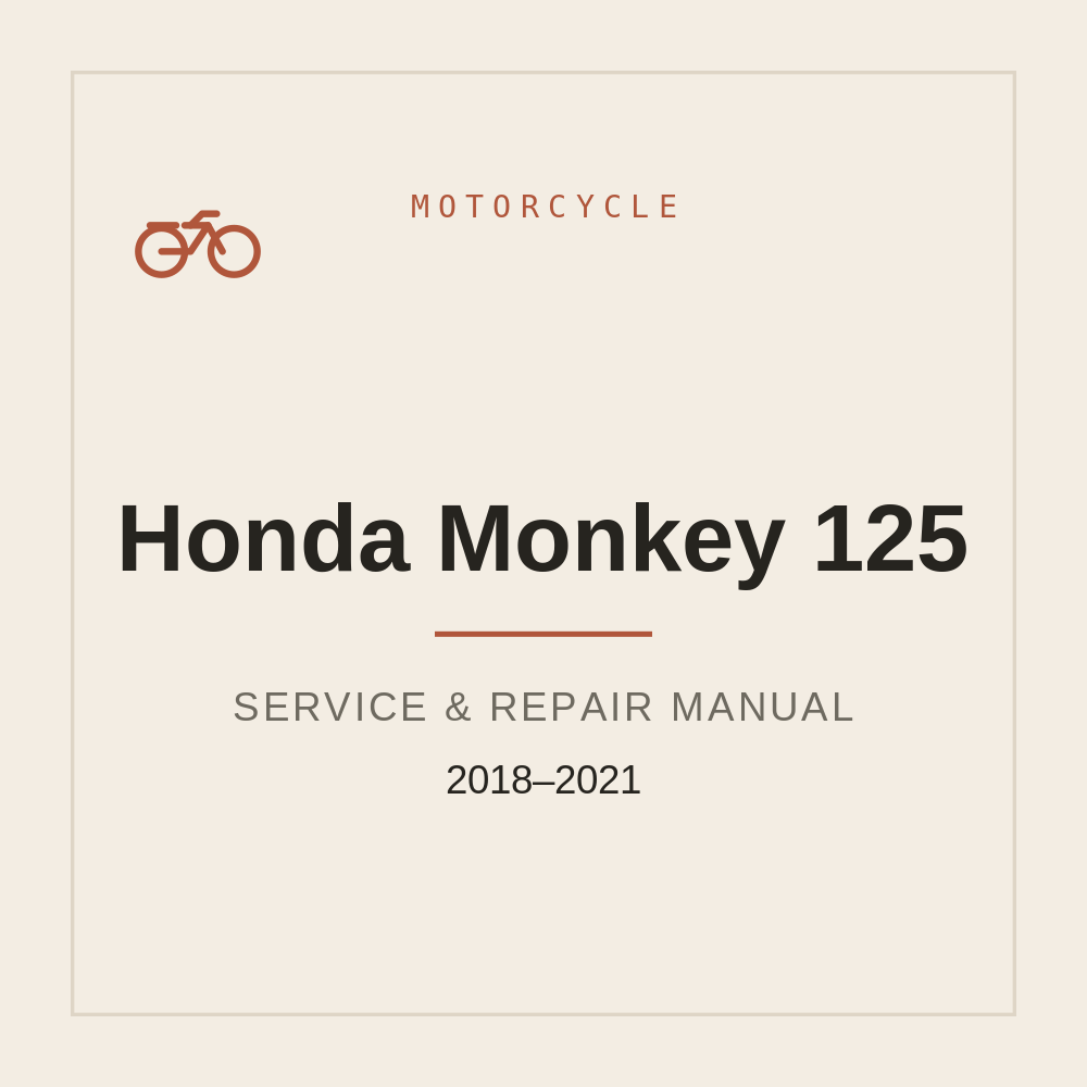 Service Repair manual for Honda Monkey 125 (2018-2021) — repair manual cover