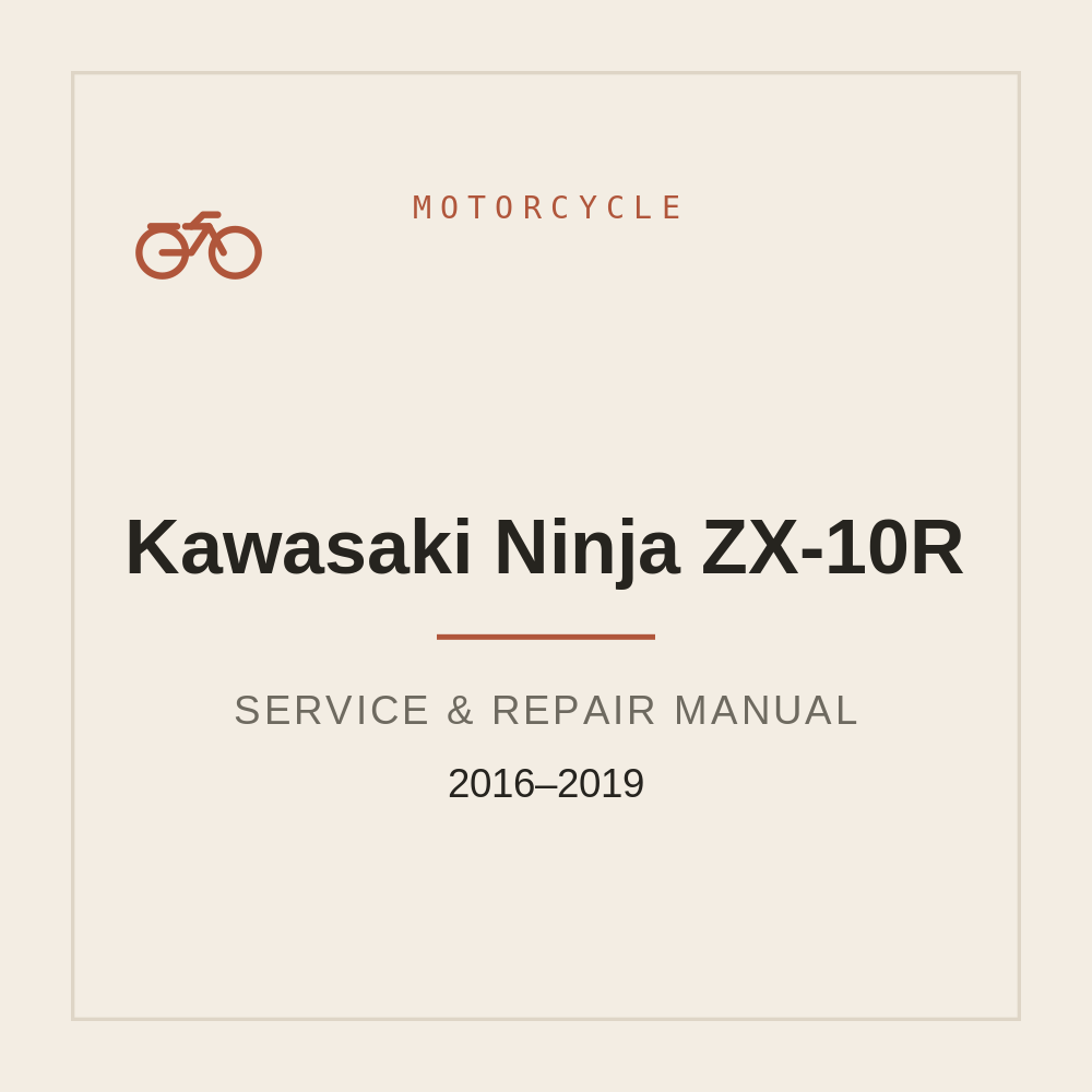 Service Repair manual for Kawasaki Ninja ZX-10R (2016-2019) — repair manual cover