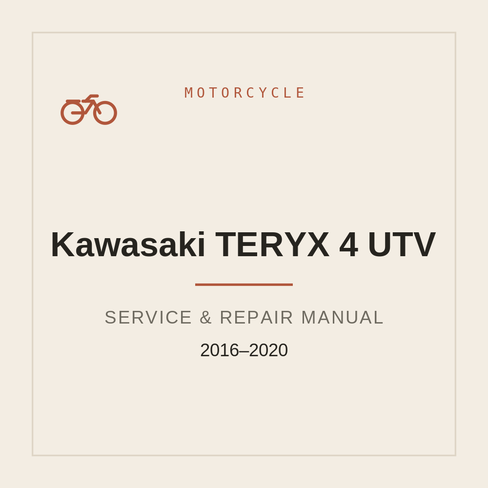 Service Repair manual for Kawasaki TERYX 4 UTV 2016-2020 — repair manual cover