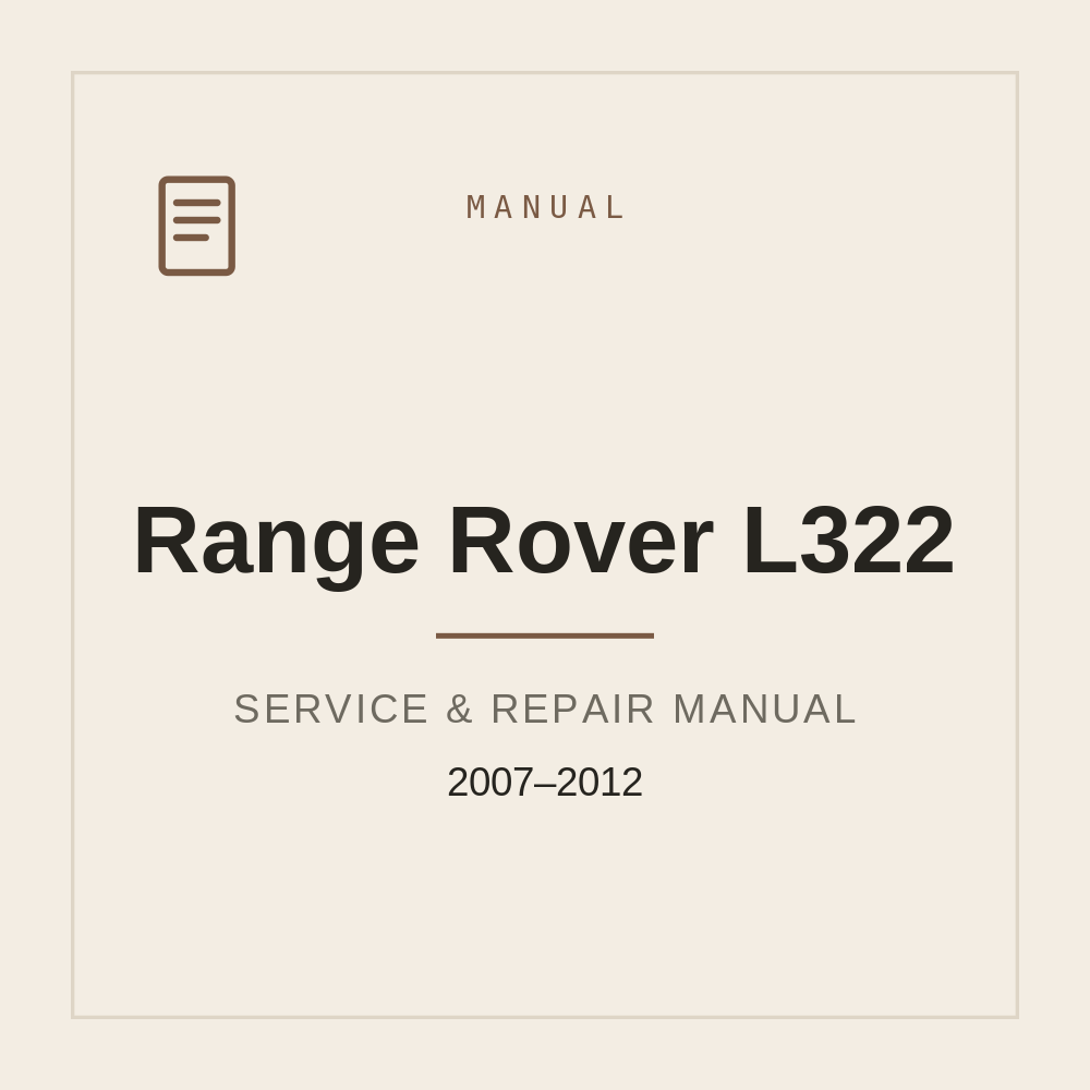 Service Repair manual For Range Rover L322 (2007-2012) — repair manual cover