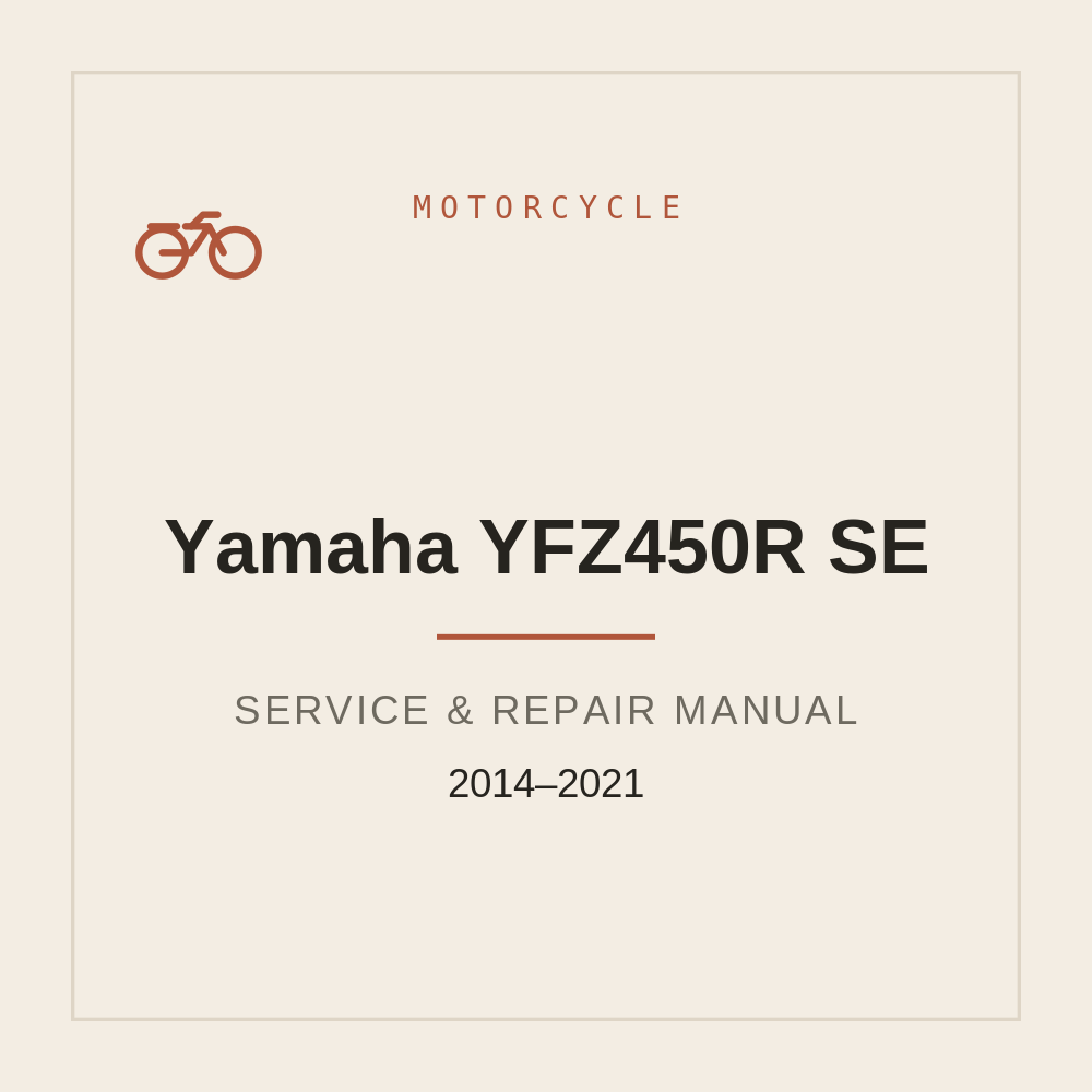 Service Repair manual For Yamaha YFZ450R SE (2014-2021) — repair manual cover