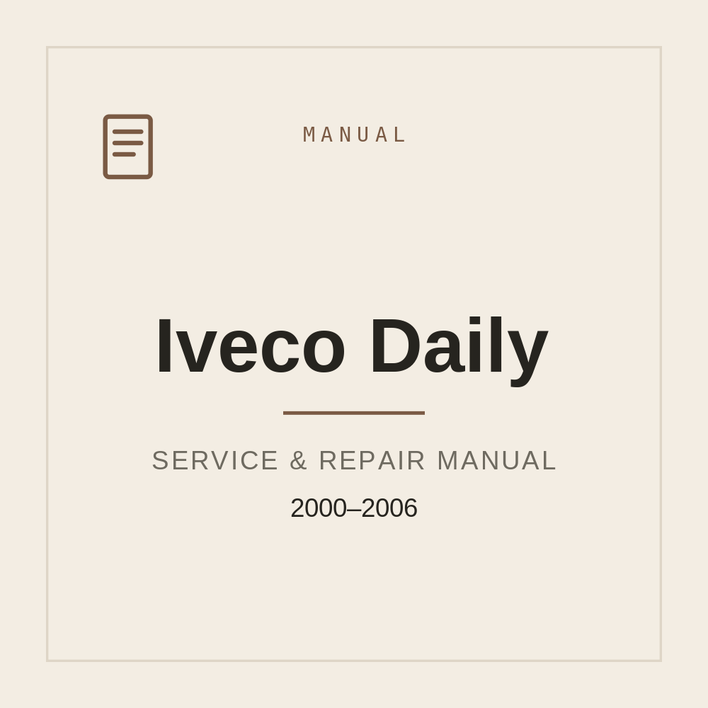 Service Repair manual Iveco Daily 2000-2006 — repair manual cover