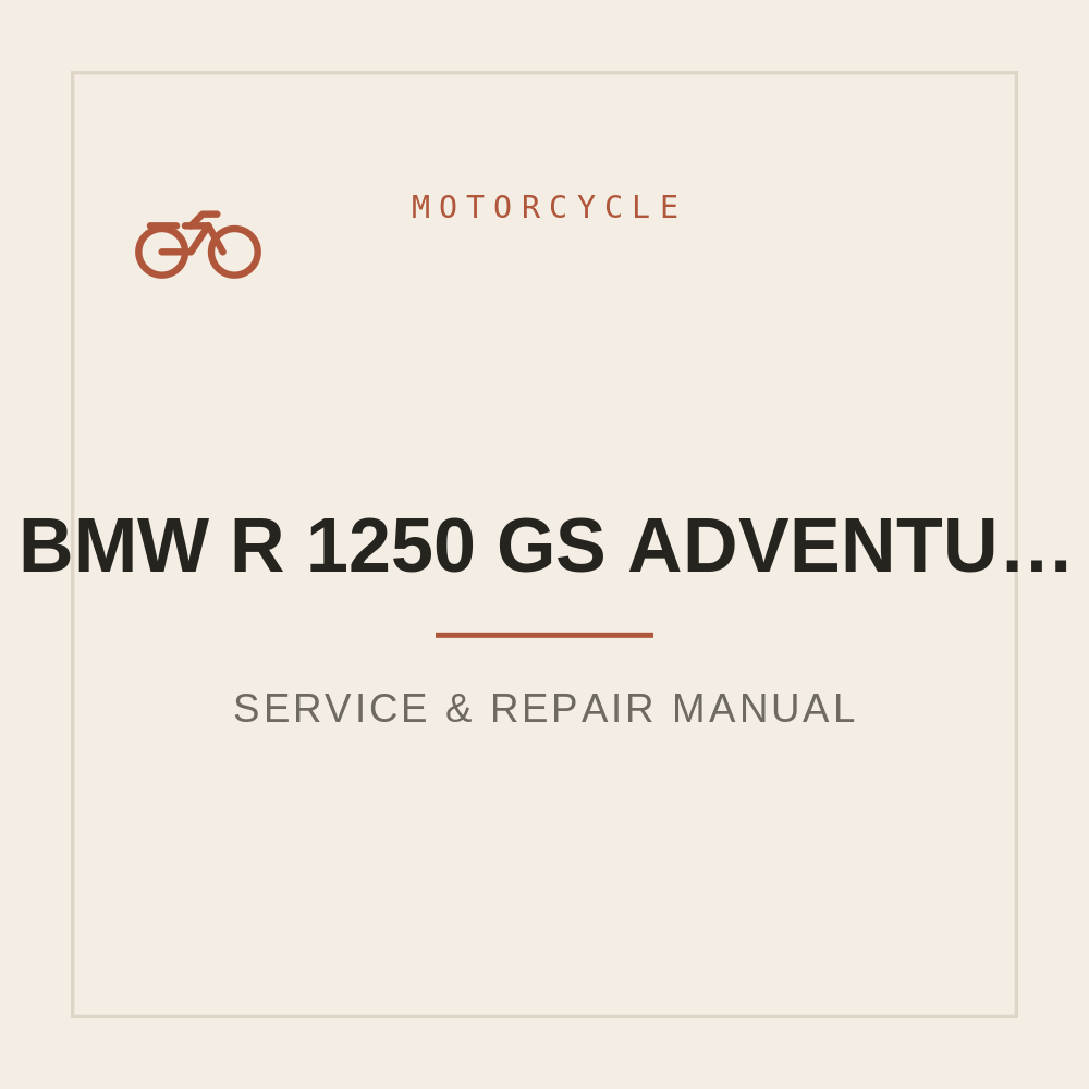 Service Workshop manual for BMW R 1250 GS ADVENTURE — repair manual cover