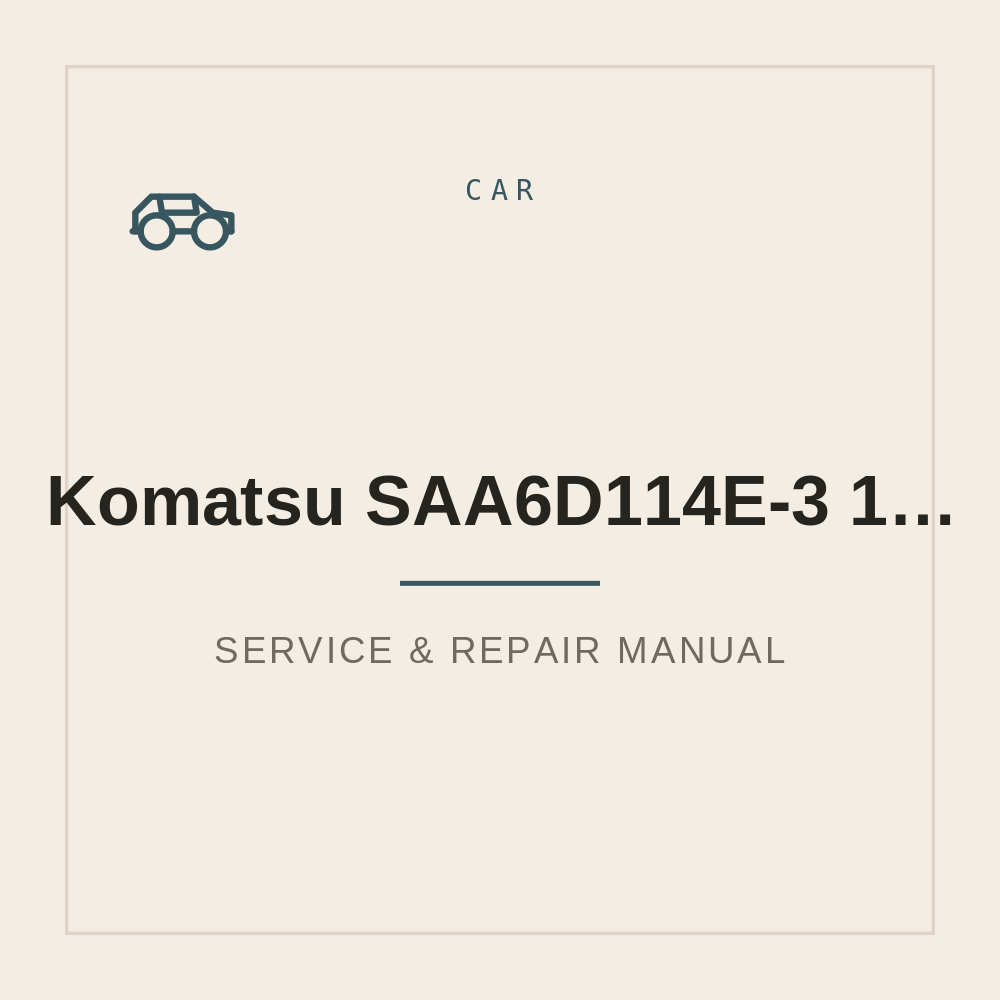Service workshop manual Komatsu SAA6D114E-3 (114E-3 Series) SEN00169-02 — repair manual cover