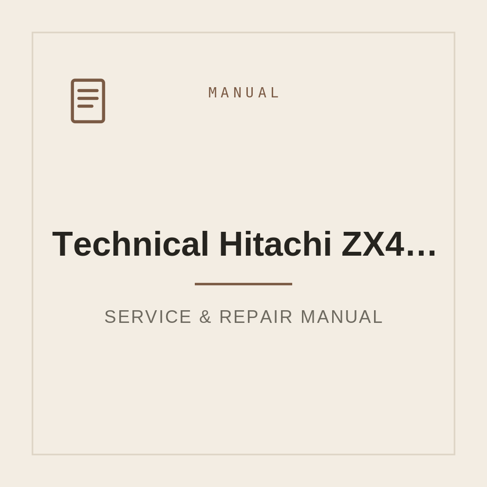 Technical Manual for Hitachi ZX490R-6 ZX490LCR-6 ZX530LCH-6 — repair manual cover