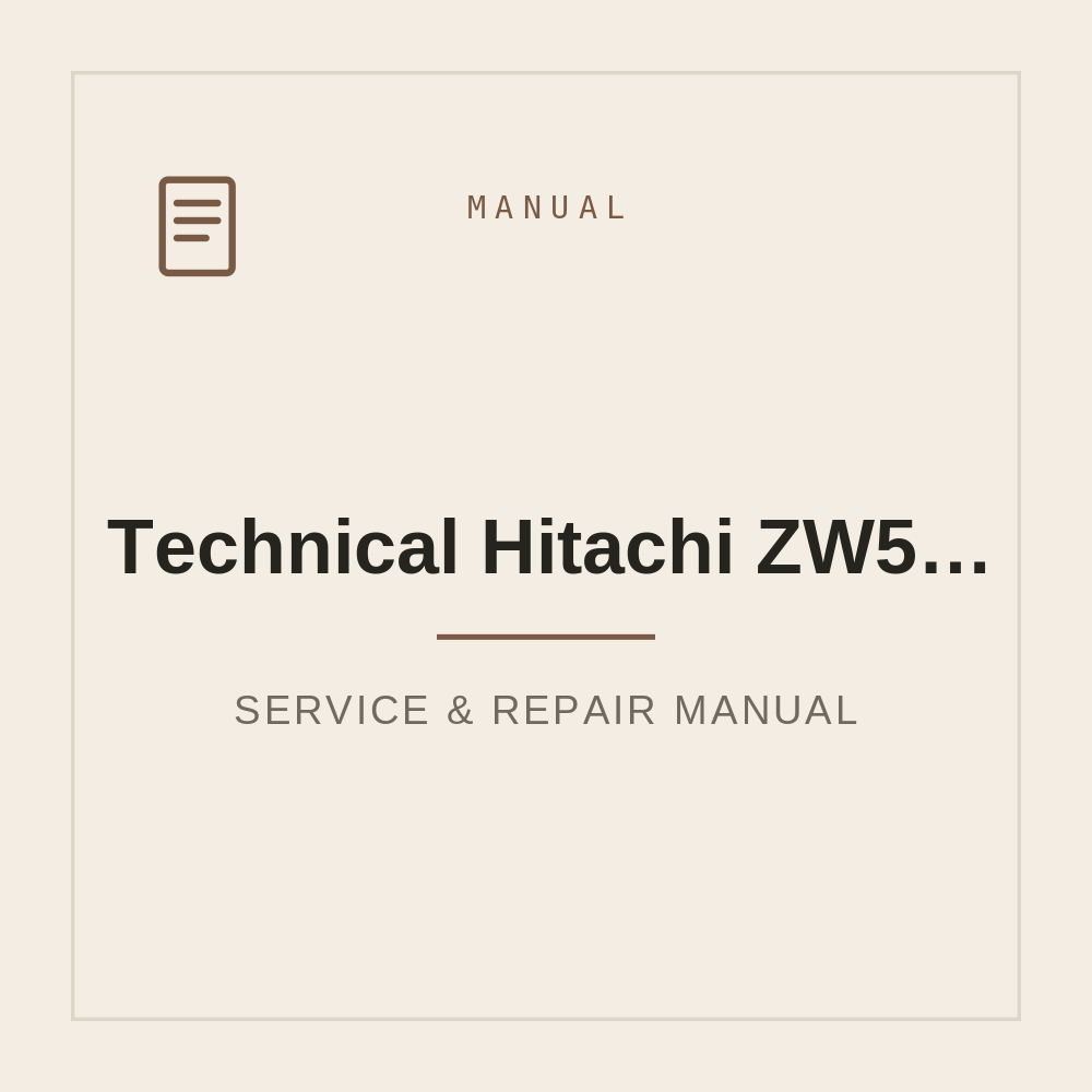 Technical Manual Hitachi ZW550 | TO11C5-E-00 — repair manual cover
