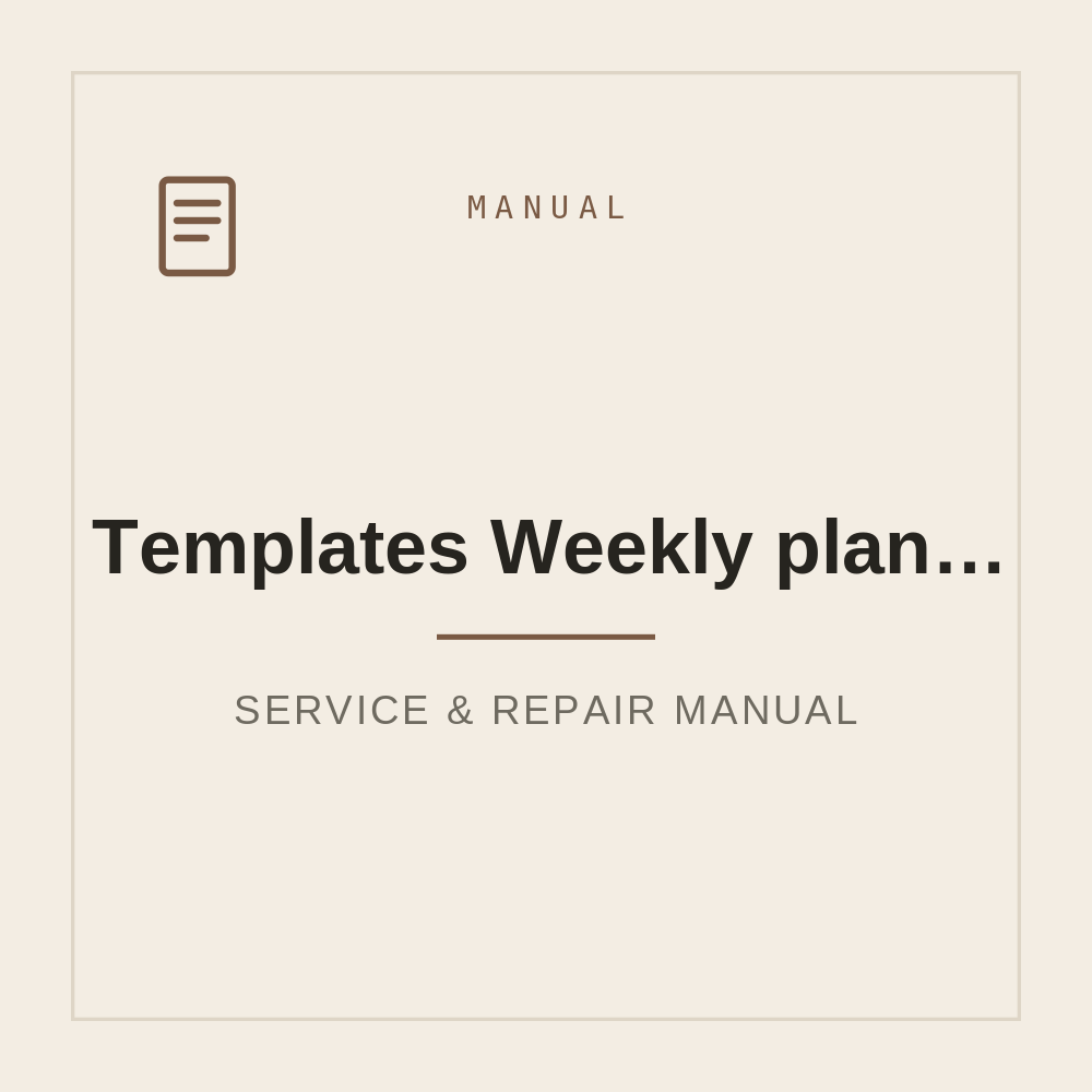 Templates Weekly planner Fitness goals PDF files — repair manual cover