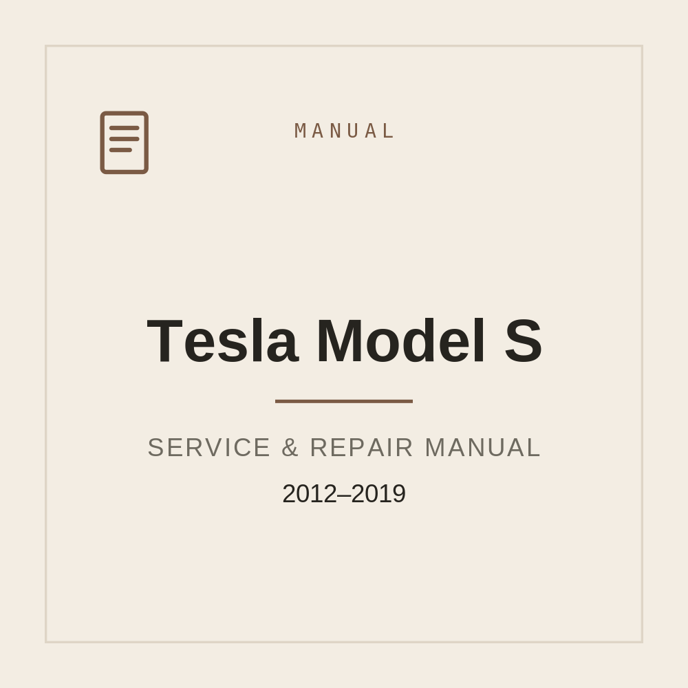 Tesla Model S Workshop Service Manual 2012-2019 — repair manual cover