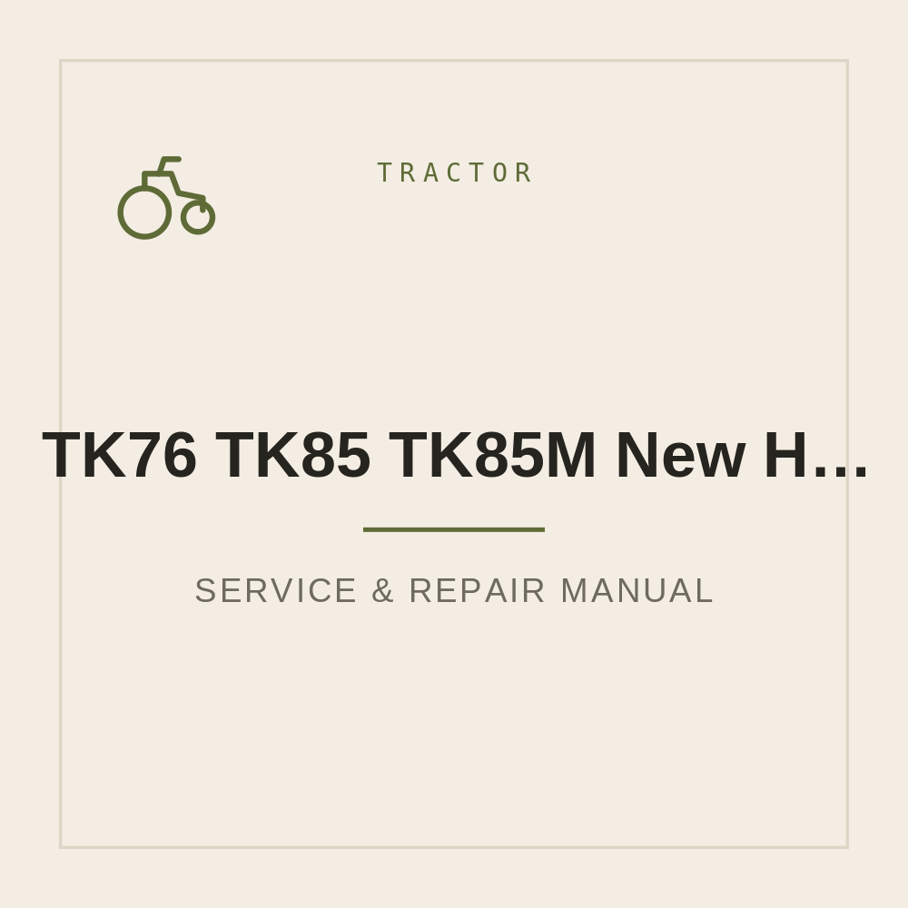 TK76 TK85 TK85M New Holland Service Repair manual — repair manual cover