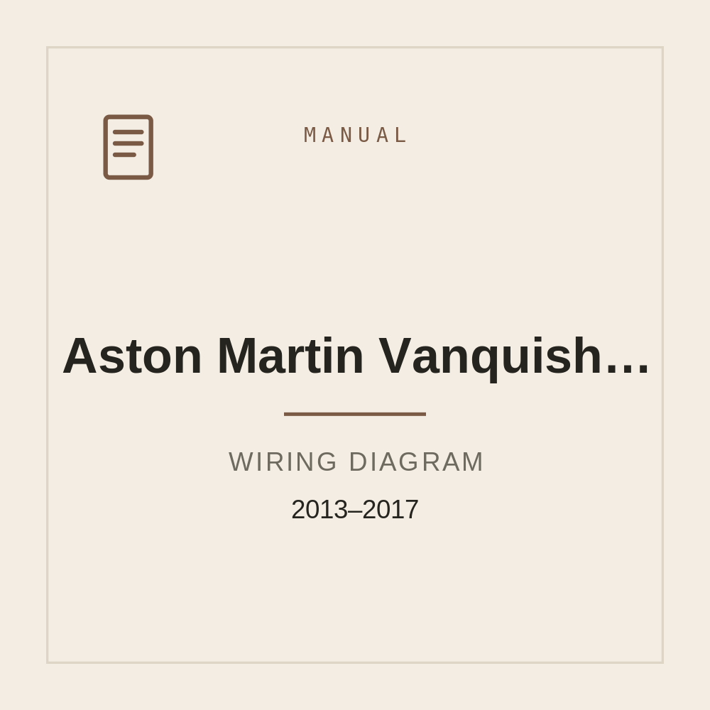 Wiring Diagram for Aston Martin Vanquish&Volante 2013-2017 — repair manual cover