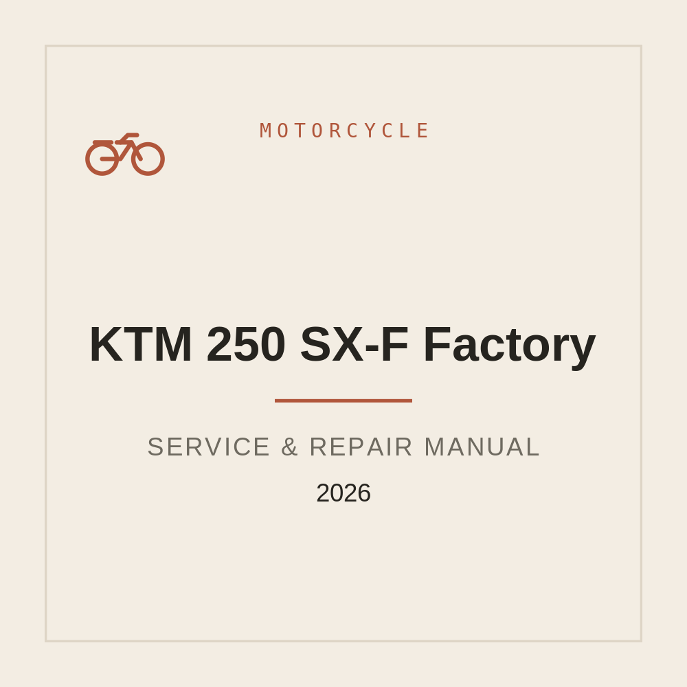 Workshop Manual for KTM 250 SX-F Factory 2026 — repair manual cover