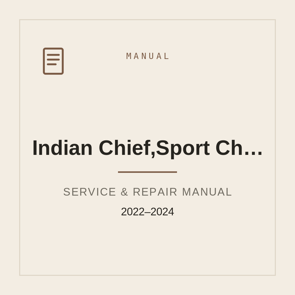 Workshop Manual Indian Chief,Sport Chief,chief Bobber 2022-2024 — repair manual cover