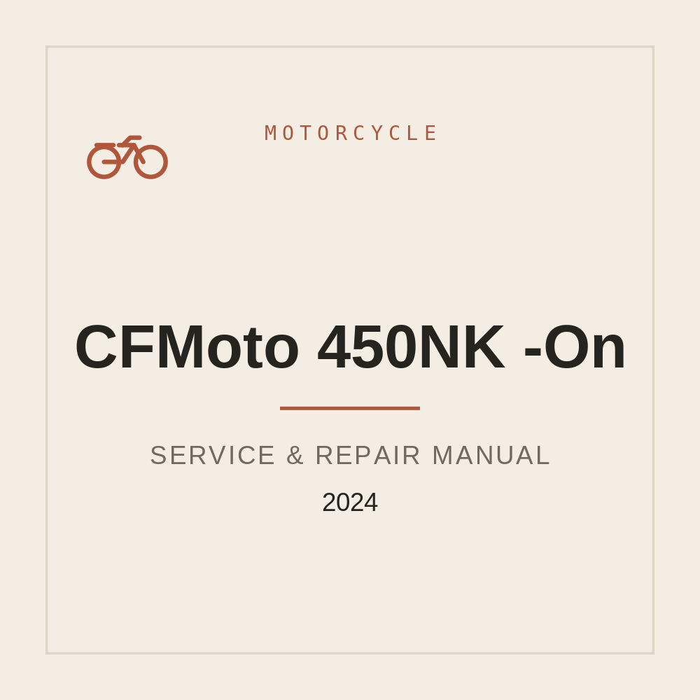 Workshop Service Manual for CFMoto 450NK 2024-On — repair manual cover