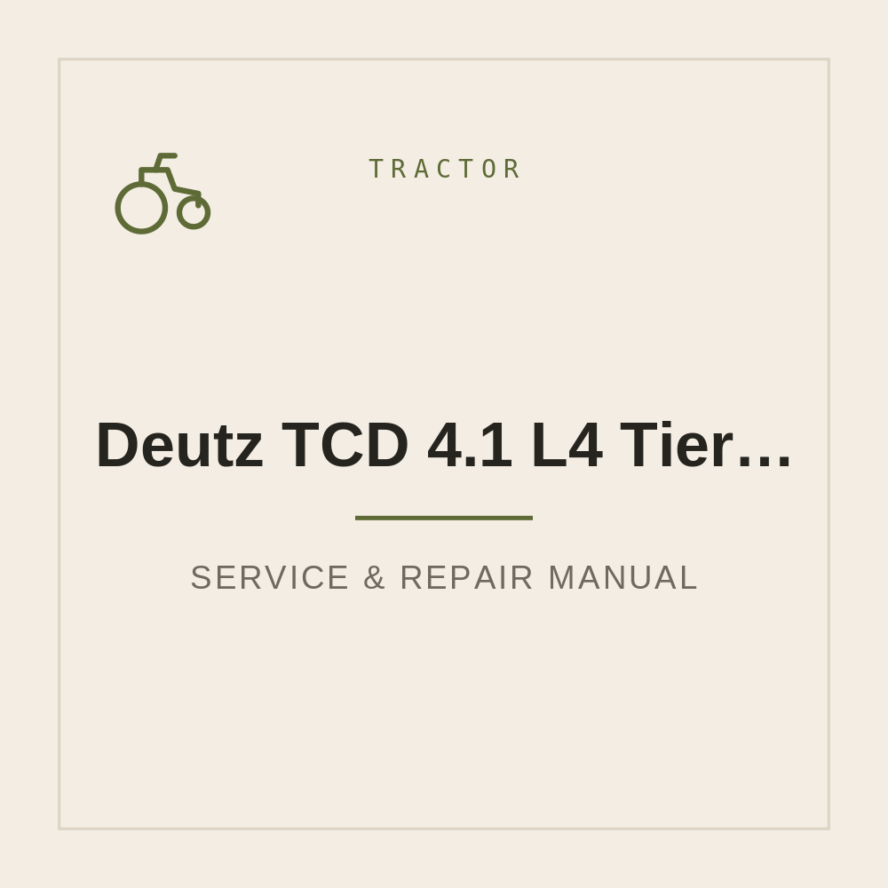 Workshop Service Manual for Deutz TCD 4.1 L4 (Tier 4f) | X990.005.086.011 — repair manual cover