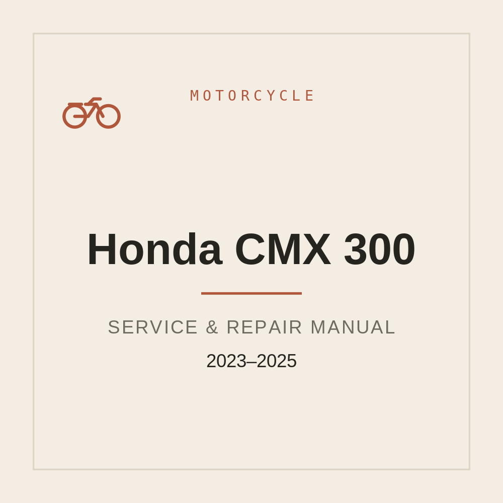 Workshop Service Manual For Honda CMX 300 (2023-2025) — repair manual cover