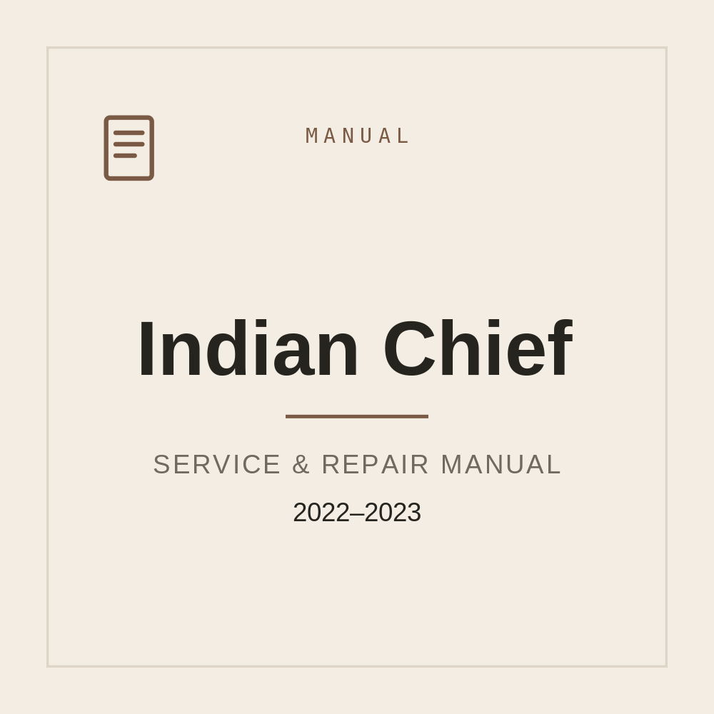 Workshop Service Manual for Indian Chief 2022 2023 — repair manual cover