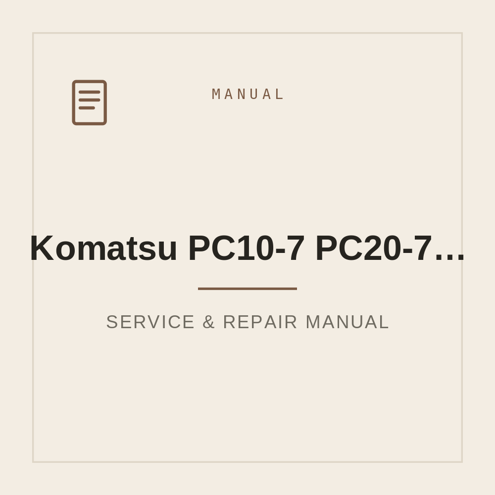 Workshop Service manual for Komatsu PC10-7 PC20-7 PC30-7 PC45-1 — repair manual cover