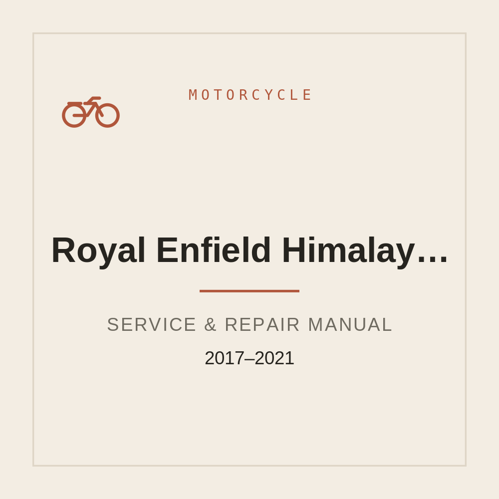 Workshop Service manual for Royal Enfield Himalayan LS410 (2017-2021) — repair manual cover