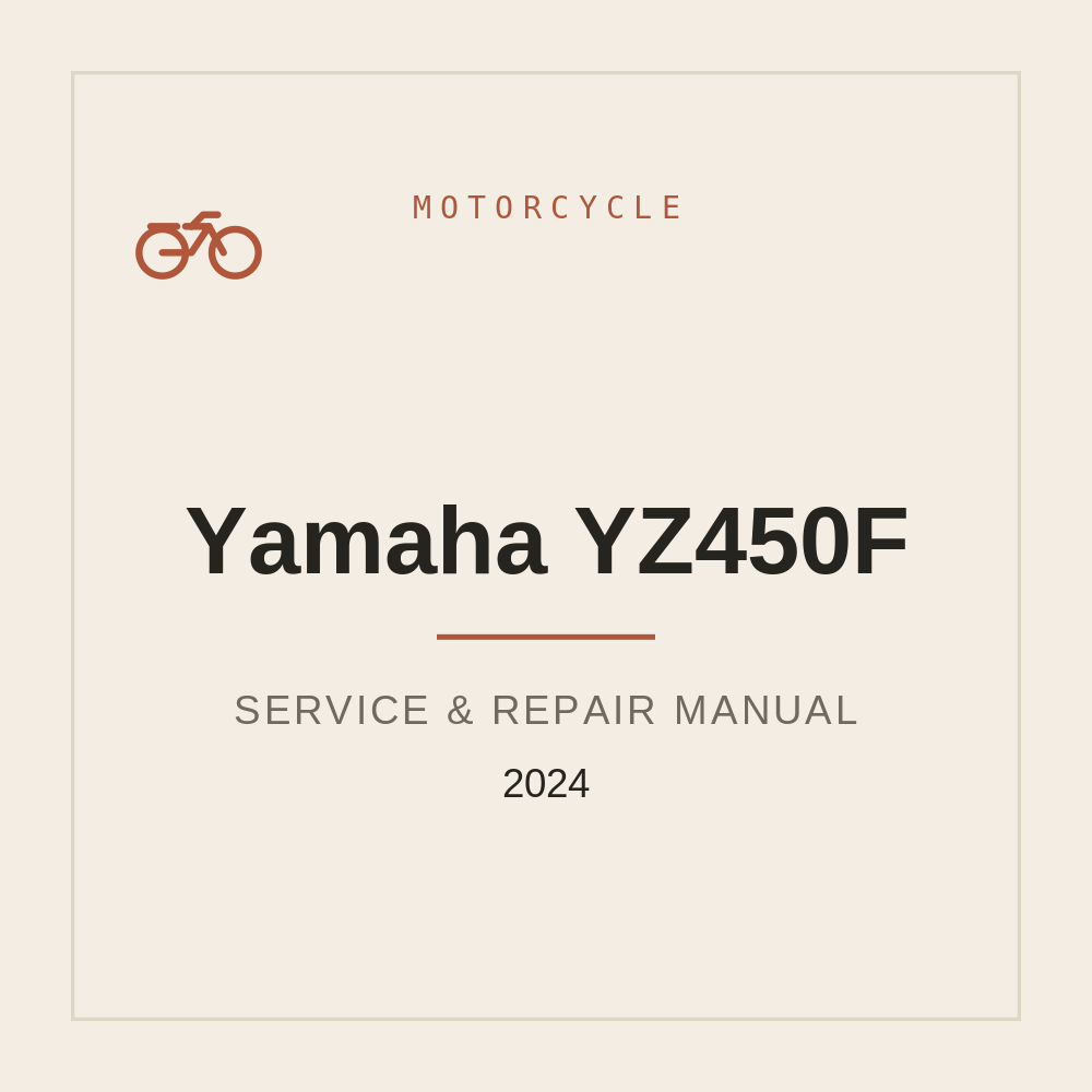 Yamaha YZ450F Service Workshop manual 2024 — repair manual cover