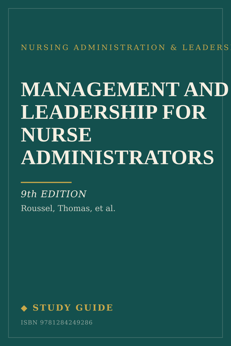 Management and Leadership for Nurse Administrators (9th Edition) study guide cover